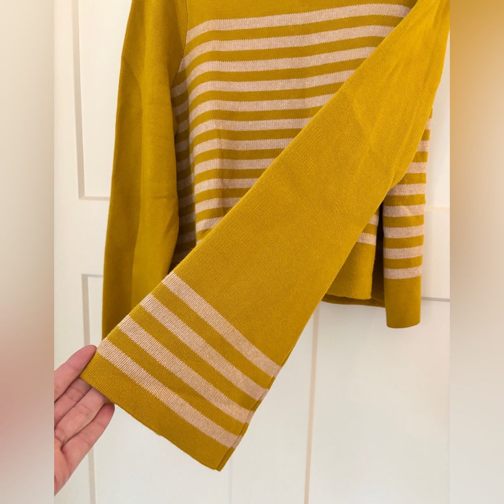 Moth by Anthropologie mustard yellow striped mock turtleneck sweater - Picture 3 of 7